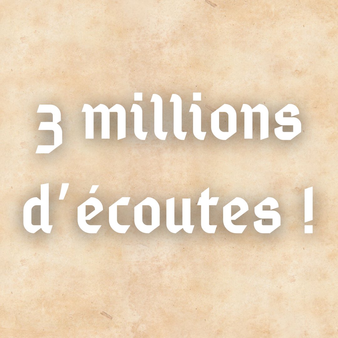 3 MILLIONS 🎉🎉 Un tel chiffre en 7 ans pour un sujet de niche avec des épisodes de 45 minutes, je suis très fière ! Le podcast sert à valoriser le travail des jeunes chercheurs et chercheuses, faire mieux connaître le Moyen Âge, et grâce à vos écoutes c'est possible, MERCI !