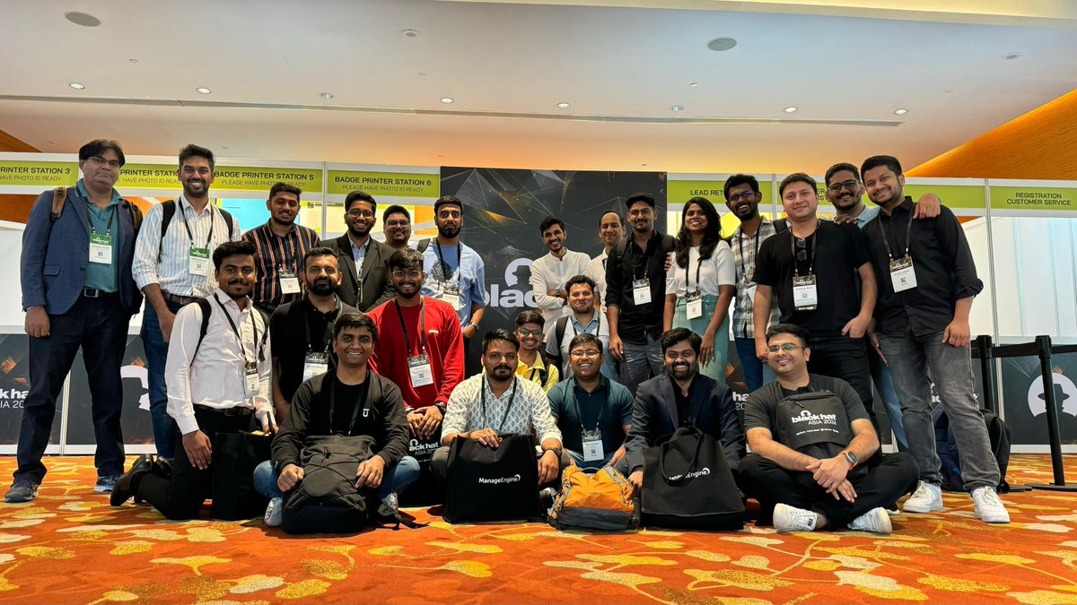 Continuing with the tradition. #Indian #Hackers At BlackHat Asia Singapore. #BHASIA 2024 @Sudhanshu_C @_AnkurB @surajraghuvansh @anantshri @KrutarthShukla @abh1sek @TheDeepSYadav @Vishal07111997 @0x9747 @deep0x00 @Khannaabhinav__ @devsecboy @ShahKaranK @BlackHatEvents