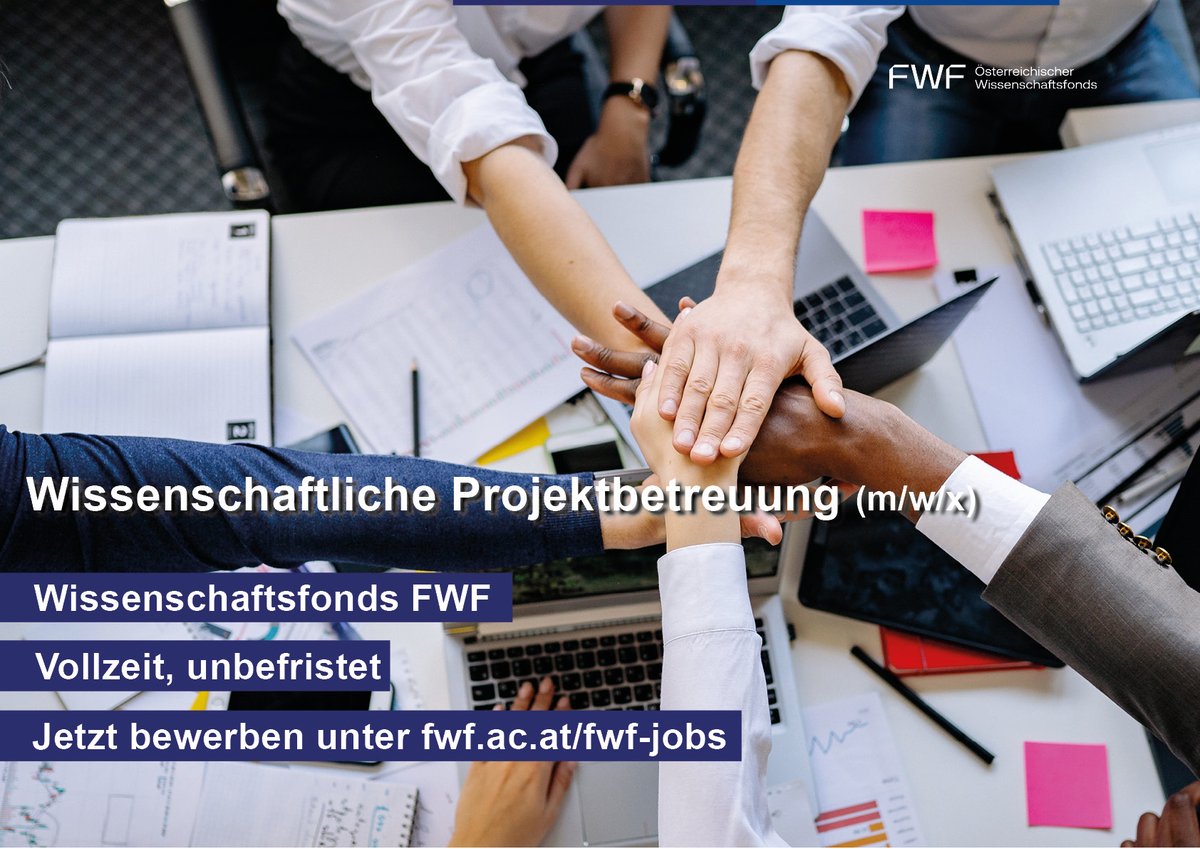 Wir suchen: Wissenschaftliche Projektbetreuung für den Bereich Informatik. Welche teamorientierte und kommunikationsstarke Persönlichkeit mit Organisationsgeschick möchte die Position in der Abteilung Naturwissenschaften & Technik übernehmen? #Job #FWF 🗒️ fwf.ac.at/aktuelles/jobb…