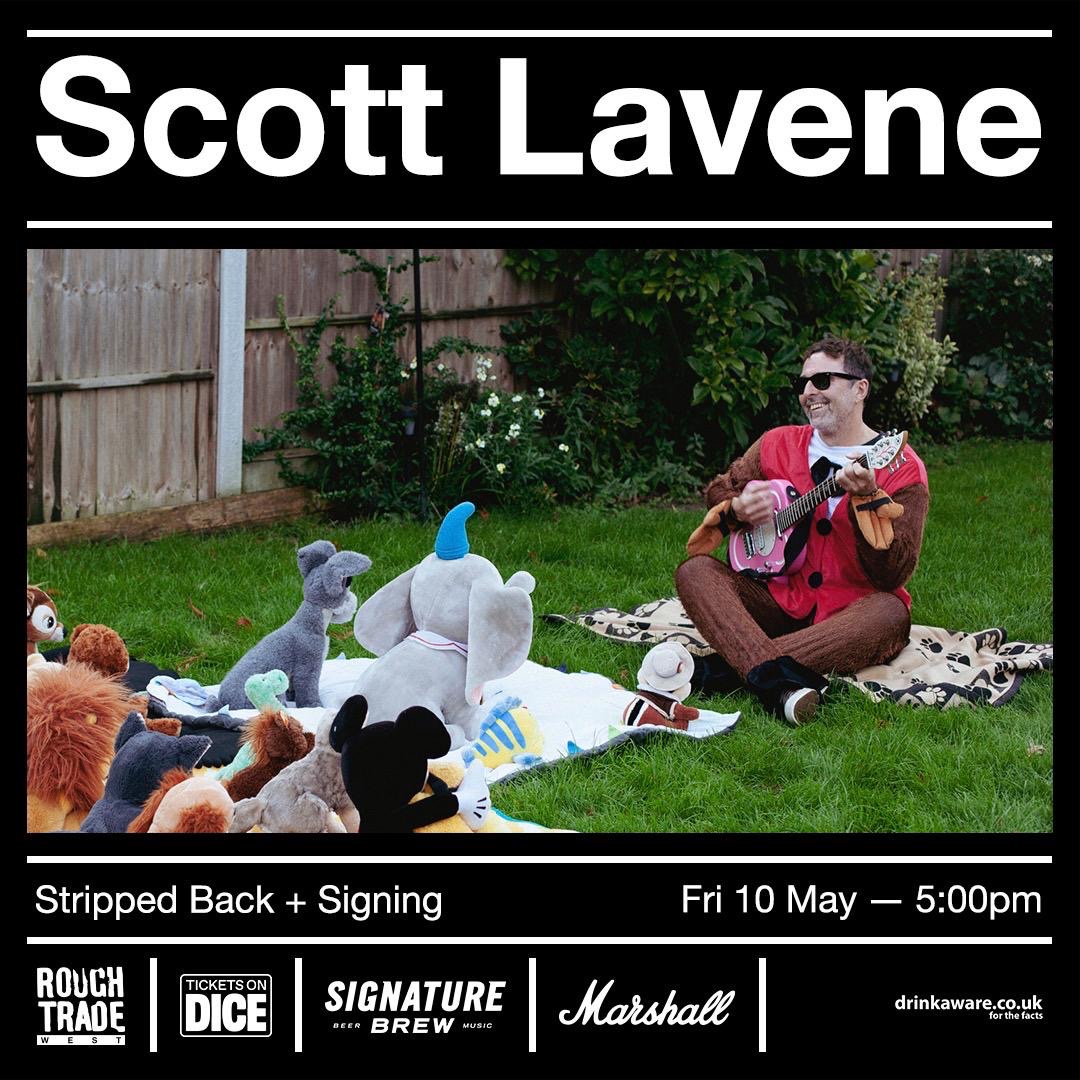 So roll up, roll up for an instore unplugged gig at @RoughTrade in West London on the day of the album release, May 10th. I’ll be singing and signing the dozens of copies of the album you’ve bought and playing the “hits” of your new album of the year. linktr.ee/ScottLavene