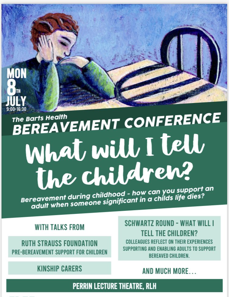 Grateful to @Rosamund1010 for leading the way on the annual @NHSBartsHealth Bereavement Conference, focusing on supporting adults to support children with @CBNtweets 8/7/24 #BHbereavement #TeamBartsHealth @WhippsCrossHosp @BartsHospital @RoyalLondonHosp @NewhamHospital