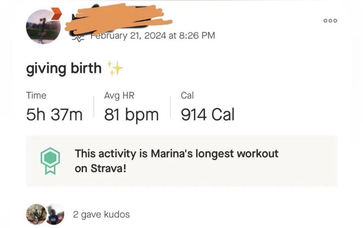 thinking about this woman who recorded this as a workout on strava