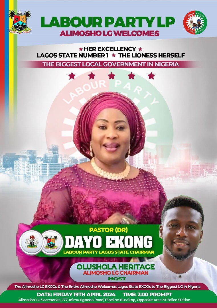 @LPAlimosho The Alimosho Labour Party, under the leadership of Chairman Comrade Olarenwaju Olusola Heritage @Heiritageglobal, alongside its distinguished EXCOs, cordially invites all members, stakeholders, and the public to the Official Decamping of Otunba Abayomi Fakorede,