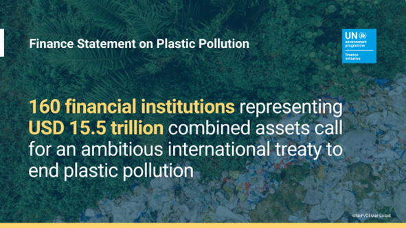 It’s time to #BeatPlasticPollution. @FinanceforBio is pleased that 160 financial institutions have signed the #FinanceStatement on Plastic Pollution, sending a strong signal to policymakers for a historic treaty to end plastic pollution ahead of #INC4. 
👉tinyurl.com/59m9pyvp