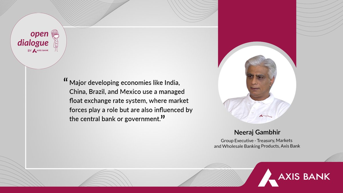 There are three key exchange rate regimes: 1) Floating, 2) Fixed, and 3) Managed Float. To learn more about them, watch: youtube.com/watch?v=A0WTGU… @sameershetty29 @neerajgambhir