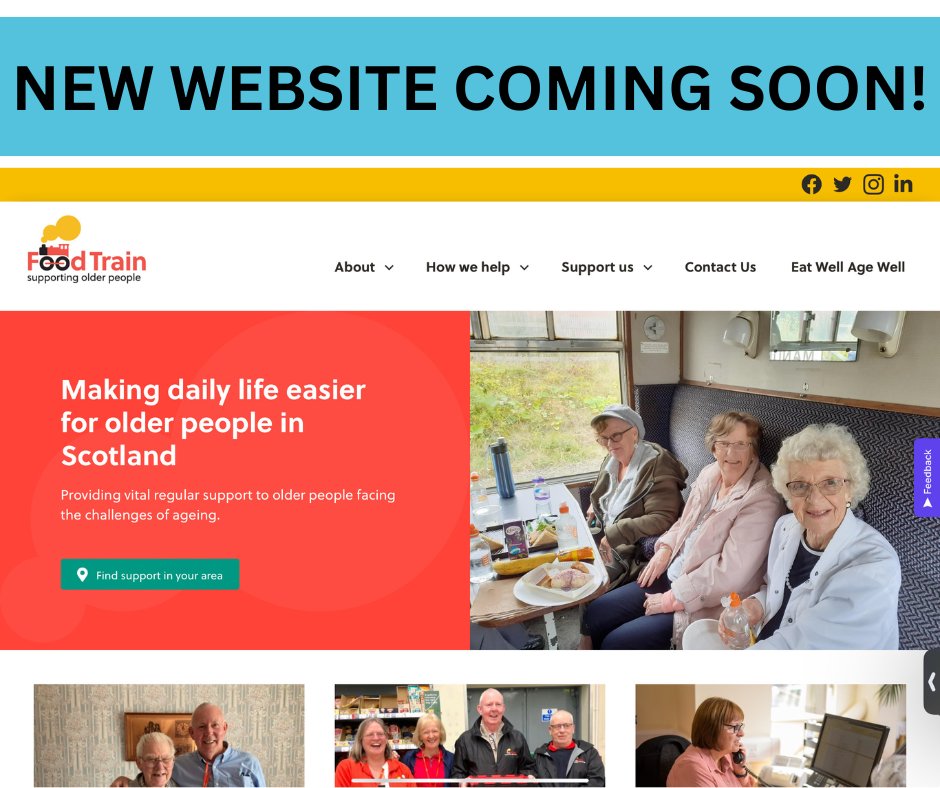 The lovely people @thirdsectorlab have been working hard with staff & volunteers to build & test our sparkling new website! Here's a little preview of the new home page. See you back here in May for the full reveal! #supportingolderpeople