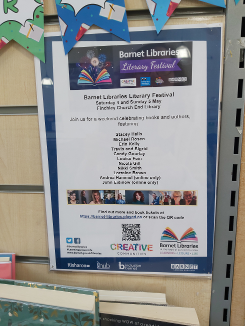 Discover the dazzling line up of guest authors we'll be welcoming to #FinchleyChurchEndLibrary on Saturday 4 & Sunday 5 May for our annual #BarnetLibrariesLitFest ow.ly/CN8e50Rjll9 (Big thanks to staff at #BurntOakLibrary for creating this lovely display 📚) @BarnetCouncil