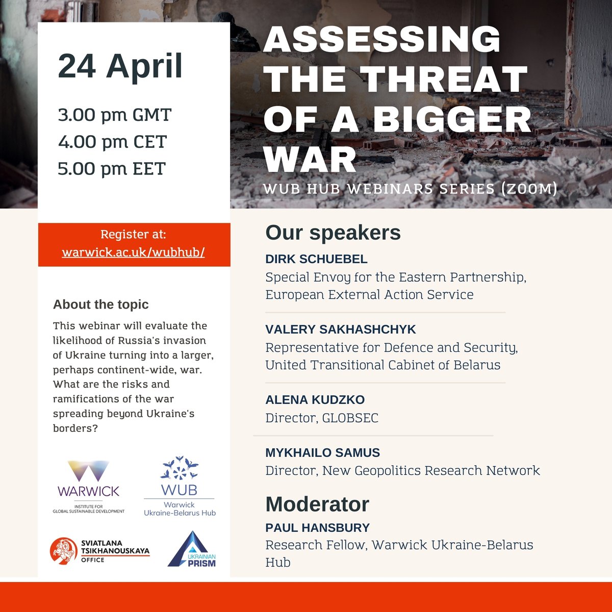 All are welcome to join our #WUBhub webinar next week “Assessing the risks of a bigger war” (with @IGSD_UoW @EAKorosteleva) Registration link here: warwick.ac.uk/fac/arts/schoo…
