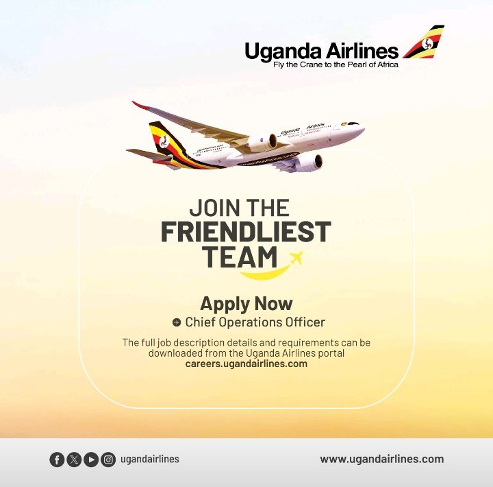 JOB OPPORTUNITY 📢 

Here is an opportunity to elevate your career with @UG_Airlines 
Apply or reshare widely with your network. 

#Jobclinicug #jobs #hiring #careers #jobsinuganda #jobseekers #JobAlert