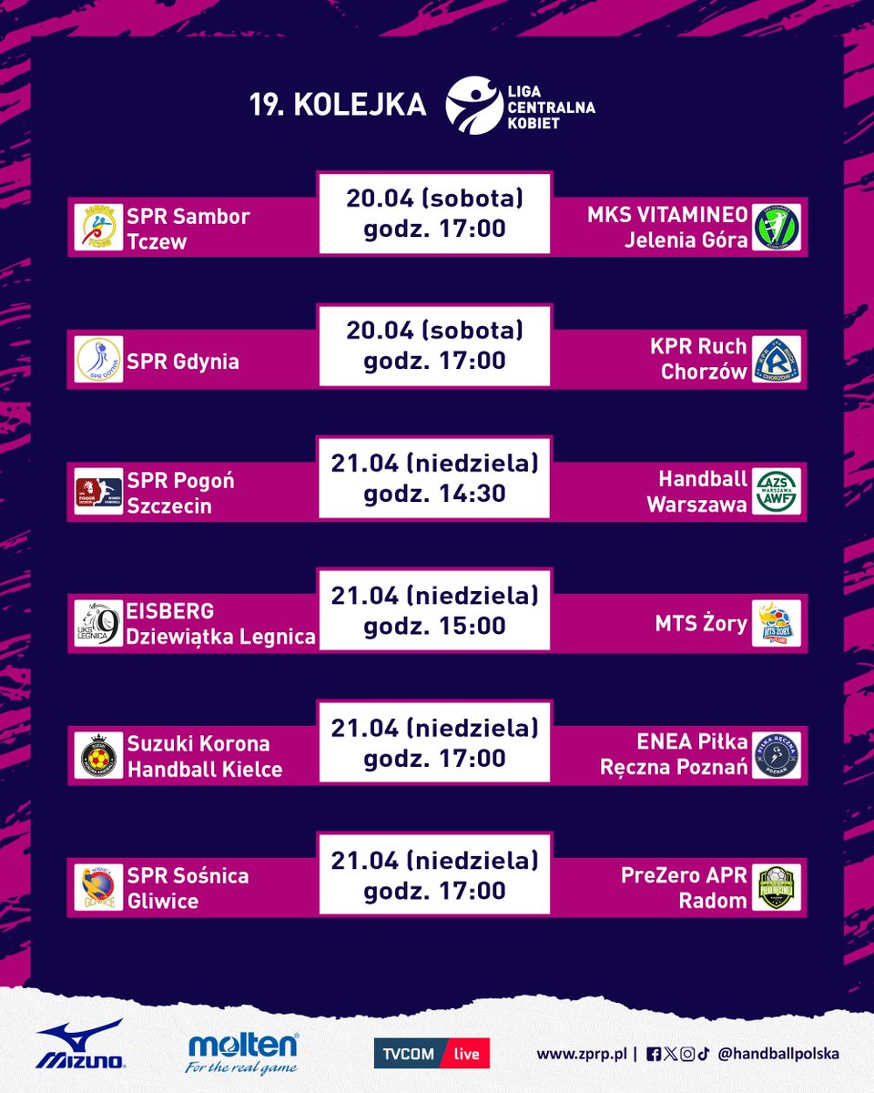 Jutro zaczynamy 19. kolejkę Ligi Centralnej kobiet! 🔥 📺 Wszystkie spotkania dostępne bezpłatnie na TVCOM.pl ➡️ tvcom.pl