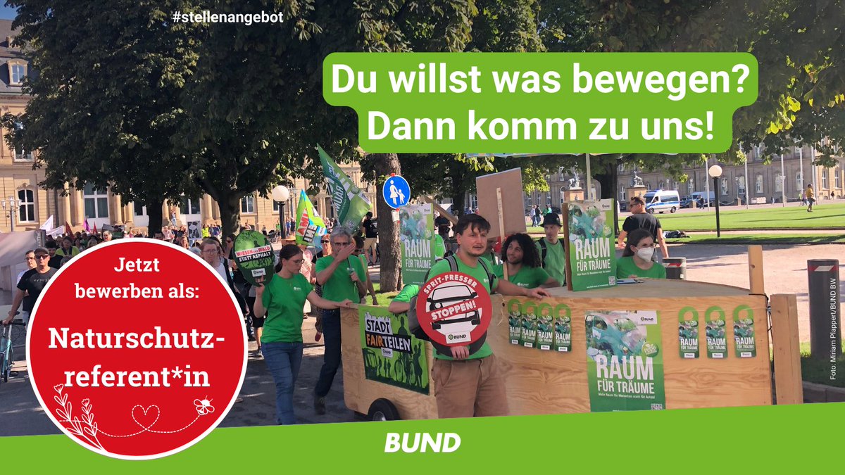 Naturschutz als Beruf? 🤔Das geht! 🤩 Jetzt bewerben als Naturschutzreferent*in und das Team unserer Landesgeschäftsstelle in #Stuttgart verstärken. Wir freuen uns auf euch! 🤗
Mehr Infos zum #Job 👉 bund-bawue.de/jobs