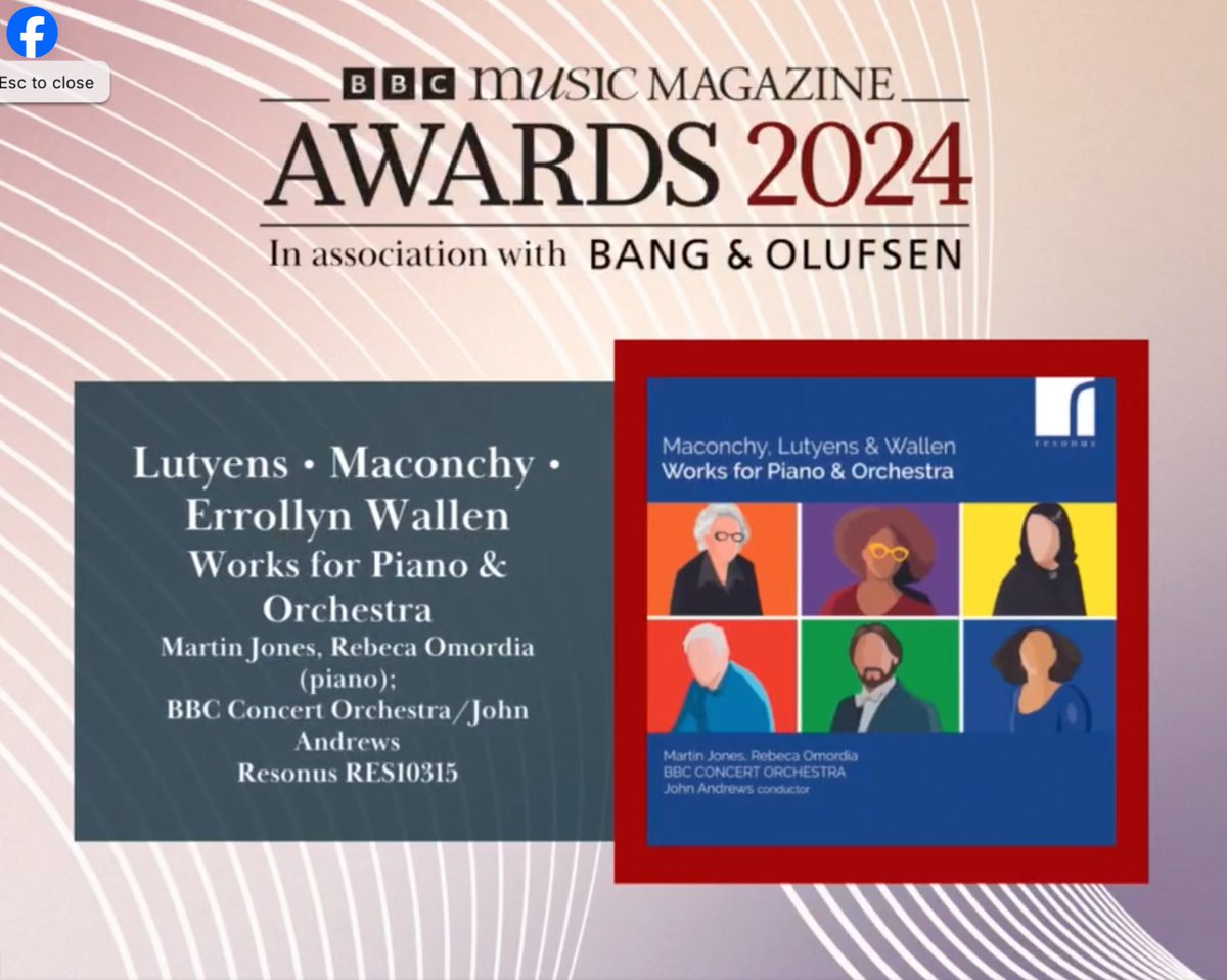 'Best Premiere, 2024.' So absolutely delighted to have received this recognition for a wonderful team of musicians! Thank you @MusicMagazine for a wonderful evening and celebration of our industry.