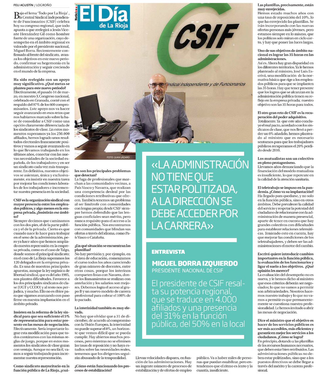 CSIFnacional's tweet photo. 🗣️ Miguel Borra, presidente de #CSIF, analiza las reivindicaciones clave para los/as empleados públicos:

👉 Recuperación del poder adquisitivo perdido. 
👉 Regular la jubilación anticipada.
👉 Agilizar procesos de estabilización de empleo.
👉 Renovar plantillas.
👉Aumentar la financiación en las mutualidades.
👉 35 horas en todas las administraciones.