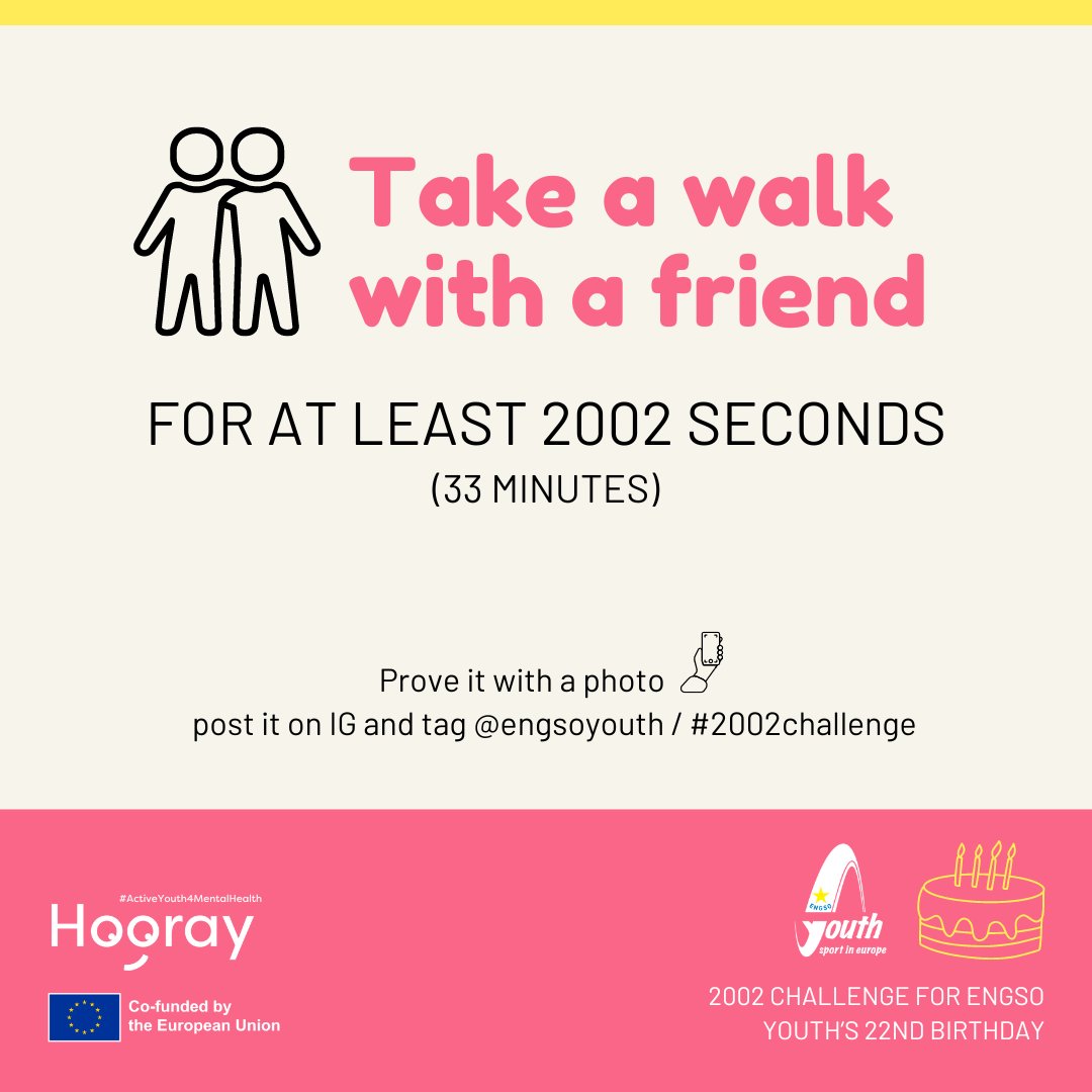 Our annual #2002challenge 👟 kicked off on our birthday, 12 April. This year we are organising it within the framework of the #HOORAY project, focusing on the physical activity and sport as a support and a tool to strengthen the well-being 🍀 and #MentalHealth of youth. ⁠