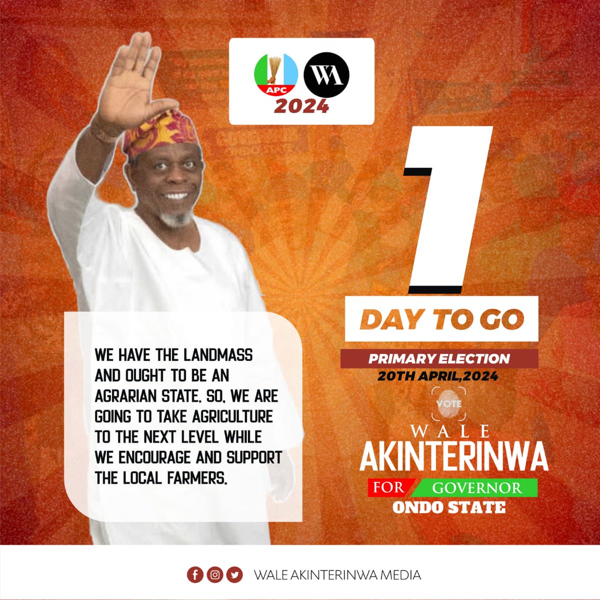 ThaOlami's tweet photo. Darkness cannot drive out darkness: only light can do that... (WA is Light)

*1 DAY TO GO...!!!!*

With Wale Akinterinwa, a new #OndoState is materializing

#Ondo2024 #WAkajose

© WA Media https://t.co/UsbU8IqF8j