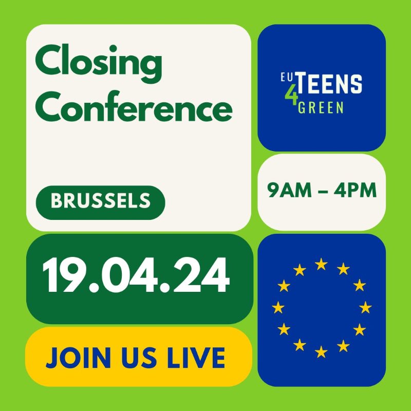 The @EuTeens4Green closing conference is taking place right now. Join us online to discover green initiatives conceived, developed and implemented by young people. 👏 webcast.ec.europa.eu/euteens4green-…