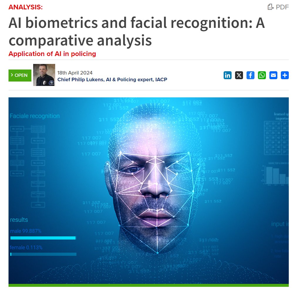 In the latest in a series of articles exploring how #ArtificialInteligence (#AI) can be used in #policing, Chief Philip Lukens compares the related but distinct fields of #biometrics and #facialrecognition, and explores how biometric technologies can enhance facial recognition