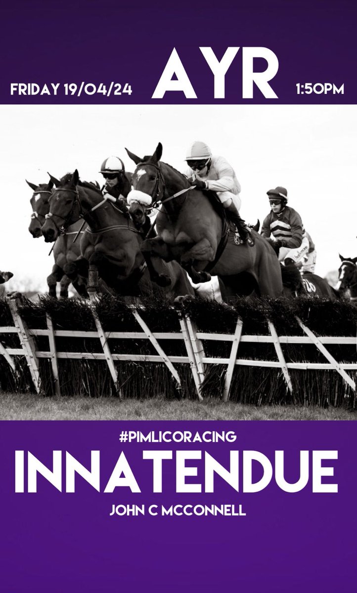 INNATENDUE makes the trip to @ayrracecourse for @McConnellRacing with @Sean_Bowen_ in the saddle. Good luck to all of her owners! 🍀 💜 #PimlicoRacing