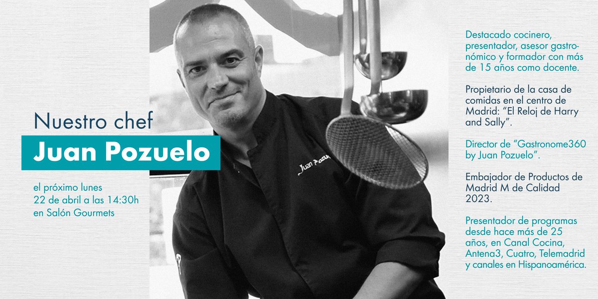 El lunes 22 de abril, en el @GrupoGourmets contaremos con la presentación del renombrado chef @juanpozuelo Te invitamos disfrutar juntos de esta experiencia culinaria, donde también tendrás la oportunidad de conocer más acerca de nuestros pescados de palangre de superficie.