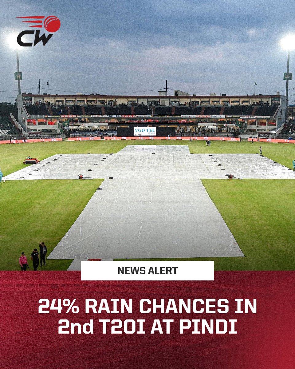 According to 𝑻𝒉𝒆 𝑾𝒆𝒂𝒕𝒉𝒆𝒓 𝑪𝒉𝒂𝒏𝒏𝒆𝒍, the chances of rain have been reduced from 49% to 24% on Saturday ahead of the 2nd T20I between Pakistan and New Zealand 🌧️