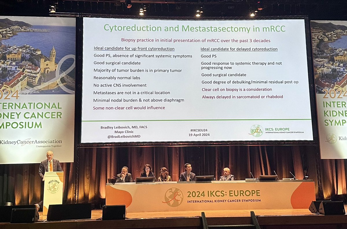 A master surgeon explores the finesse of cyto-reduction and metastasectomy, advancing the fight against kidney cancer. @BradLeibovichMD #SurgicalExcellence #IKCS2024
@KidneyCancer @MichaelStaehler @salvolarosa @AlbigesL @crisuarez08 @RCCadvocate @nachoduranm #IKCSEU24 #Oncology