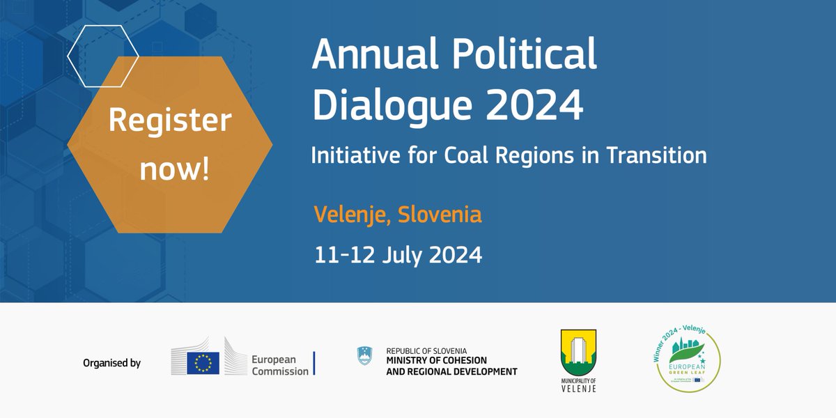 Registrations are open for the 2024 edition of the Annual Political Dialogue!

📅11-12 July
📍 Velenje 🇸🇮  and online

Join #CoalRegionsEU and other stakeholders to hear about shaping a #JustTransition in a rapidly changing energy landscape!

Register 👉 europa.eu/!BG8vvd