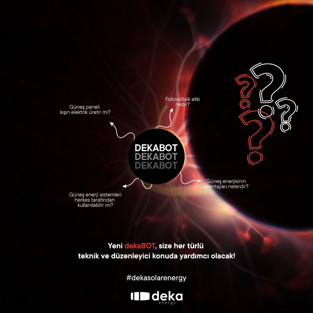 dekaenergy's tweet photo. Enerji sektöründe teknik bilgiye hızlıca erişmek istiyorsanız doğru yerdesiniz! Dekabot, her türlü sorunuzu cevaplandırmak için burada. Sorularınızı bekliyoruz!#enerji #yardım #teknoloji https://t.co/3ENnhzICoc