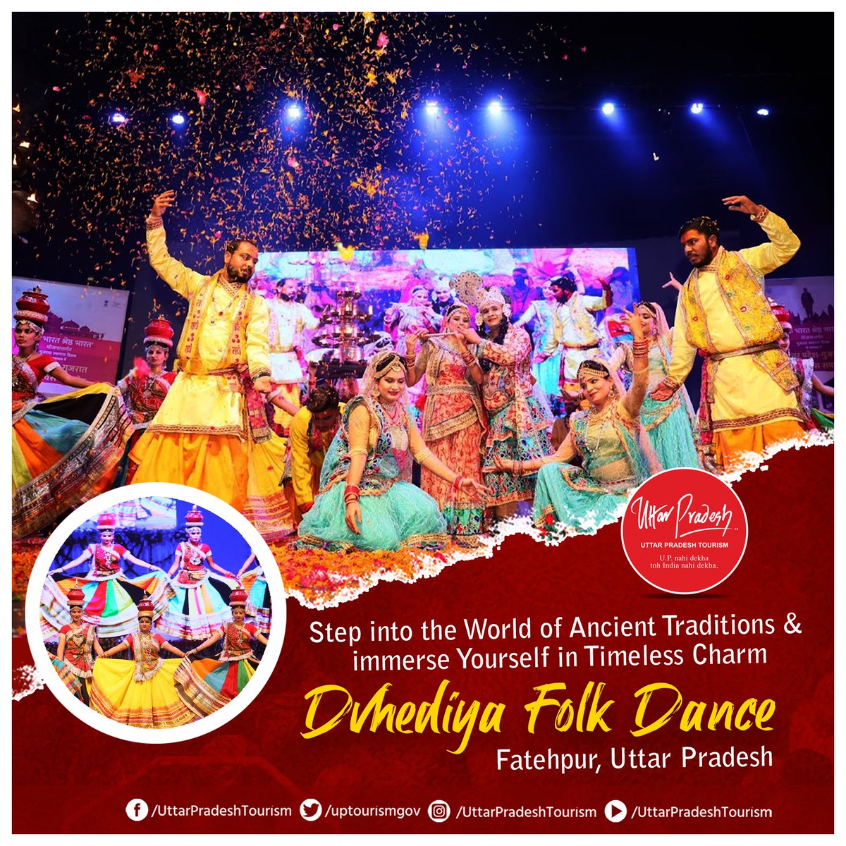 Experience the cultural richness of #Fatehpur through #DhedhiyaDance!
This traditional dance holds special significance as it commemorates the welcoming of #LordRama upon his victorious return from #Lanka.