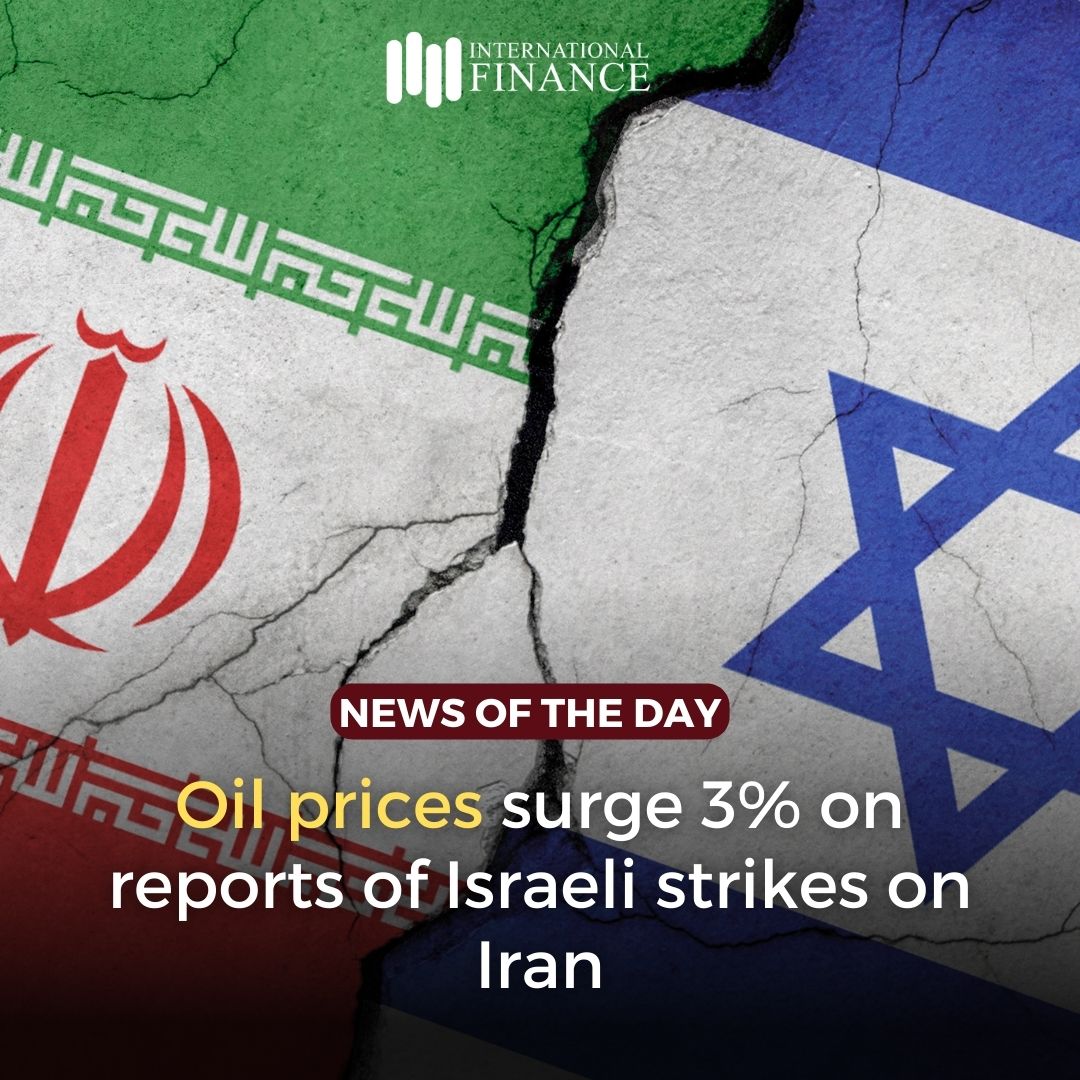 #newsoftheday

Oil prices surge 3% on reports of Israeli strikes on Iran

The benchmark contracts surged over USD 3 then eased slightly. Brent futures were up USD 2.63, or 3%, to USD 89.74 a barrel.

#internationalfinance #oilprices #Geopolitics  #energymarket #marketupdates