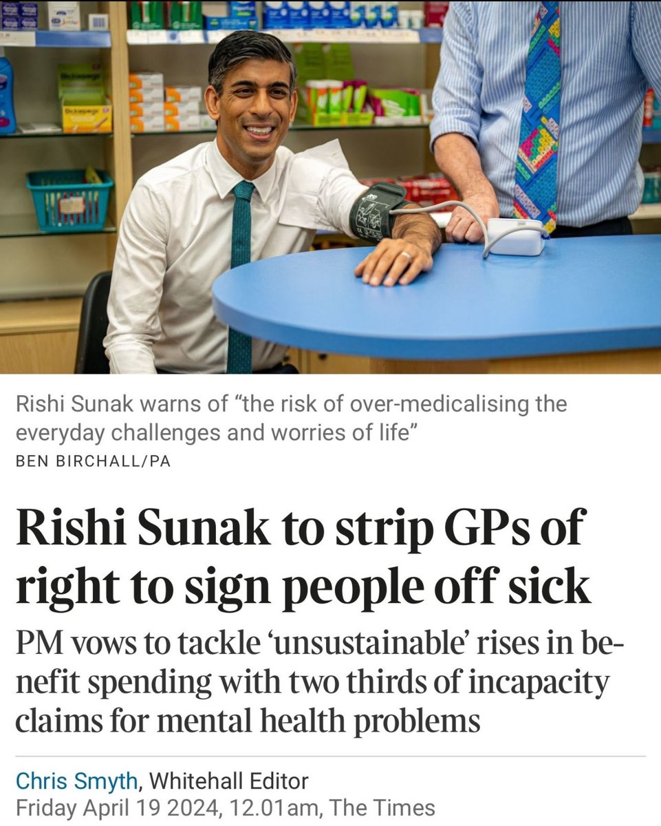 The Tories answer to everything. Punish us The reason for so many people signing off sick is because no one can get any help because the Tories have stripped out mental health services, increased waiting list times and not replaced GP’s.