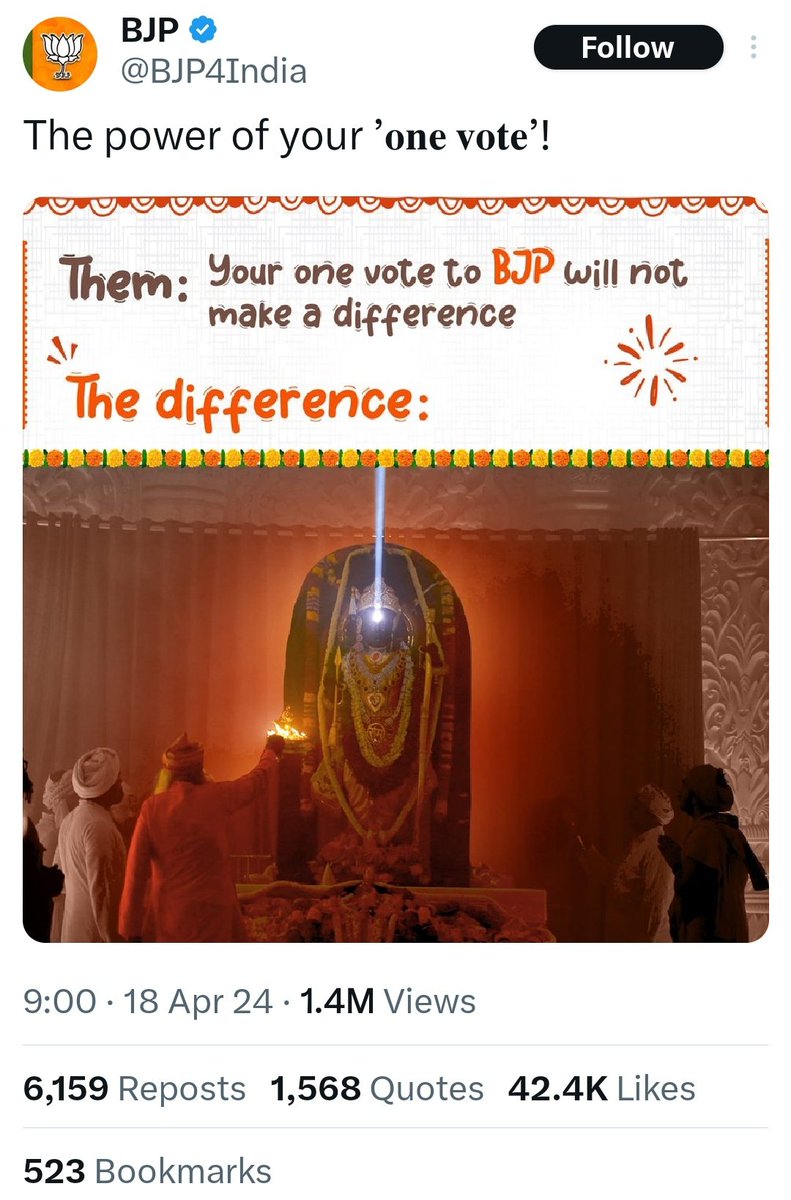 Modi sir can deny as much as he wants that for #Rammandir was or is not a vote issue.. Truth is that they are seeking votes in the name of ram mandir 👇🏽