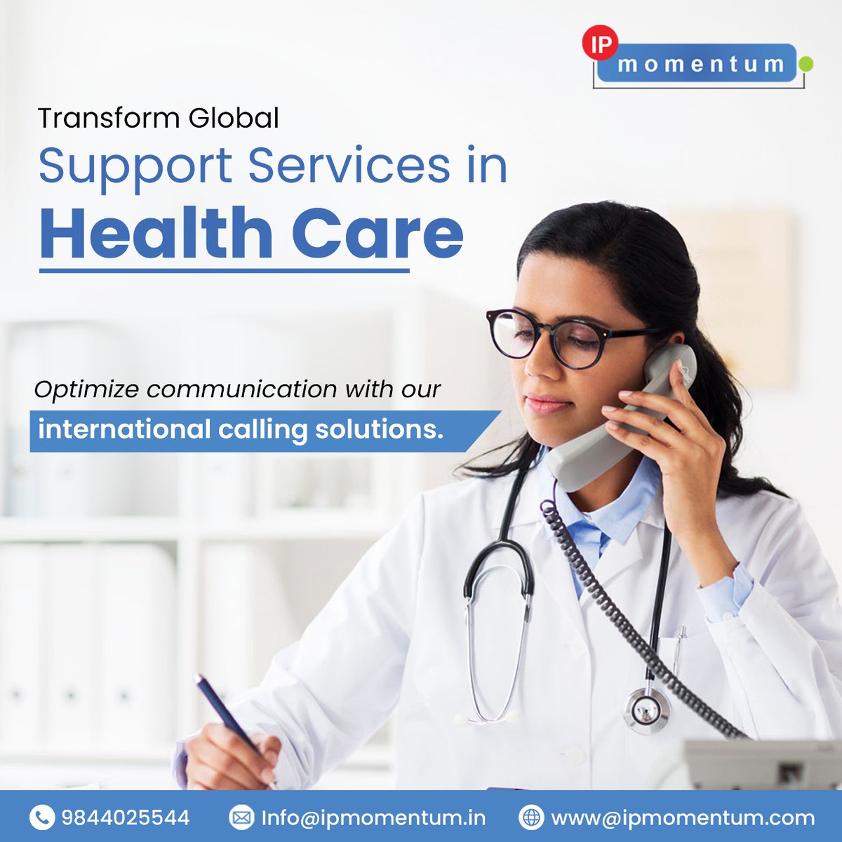 Revolutionizing global healthcare support! 🌍 With IP Momentum's international calling solutions, optimize communication for seamless operations. Contact us: 9844025544 📞 Visit us at ipmomentum.com #HealthcareSupport #GlobalServices #IPMomentum