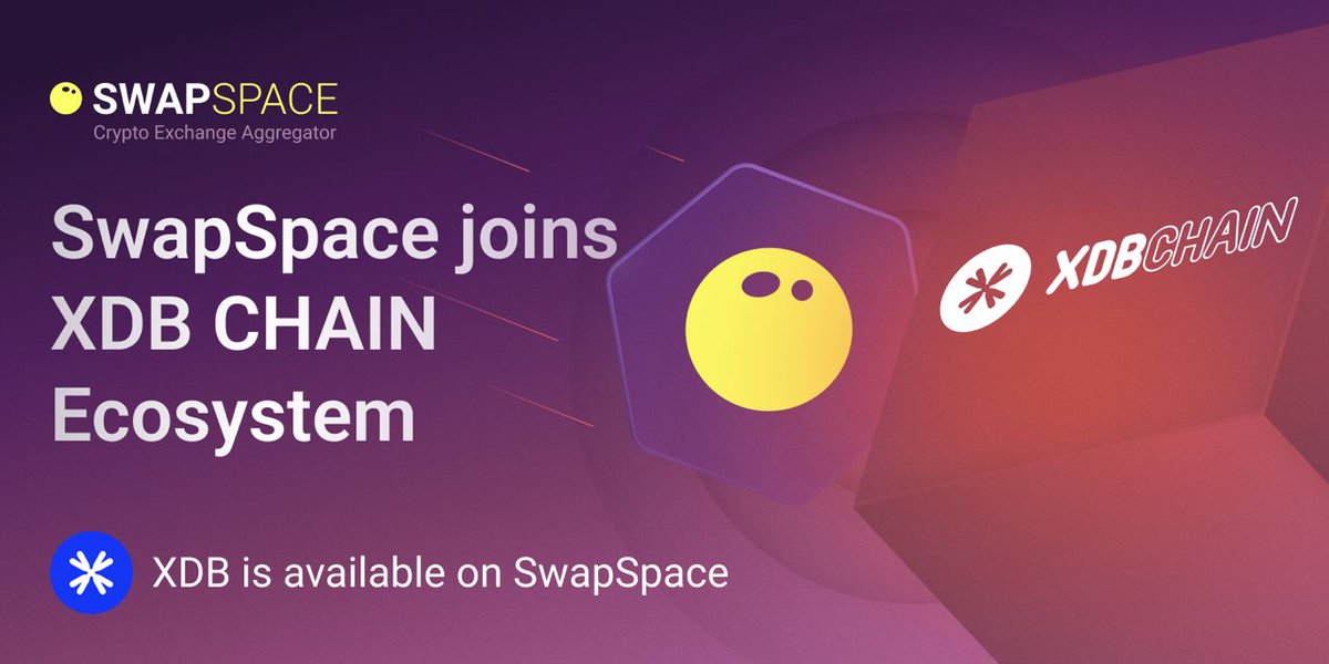 ⚡️SwapSpace partners with XDB CHAIN 🔹@XDBchain is a user-friendly, open-source blockchain platform designed to facilitate brands and consumers to adopt digital assets. 📍Quick reminder that $XDB is available for exchange on SwapSpace at the best rates - swapspace.co/exchange/xdb?u……