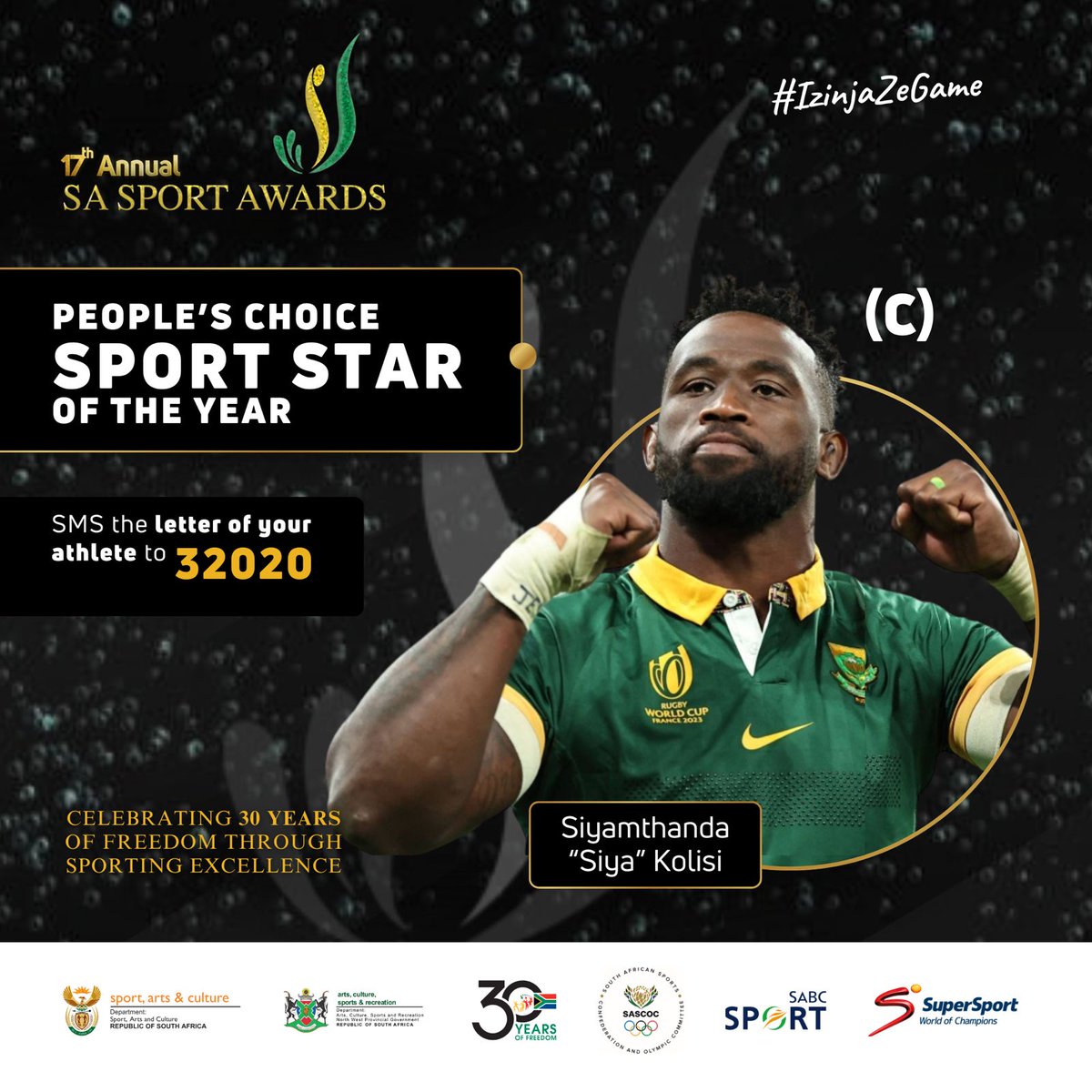 SA_Sport_Awards's tweet photo. 📢 Vote for your favorite athlete in the People's Choice Sport Star of the Year Award and win big! Prizes include smartphones and tickets to the South African Sports Awards! Winners announced every Friday, starting April 26, 2024. Cast your vote now! #SASA17edition https://t.co/yHL3c3kCEK