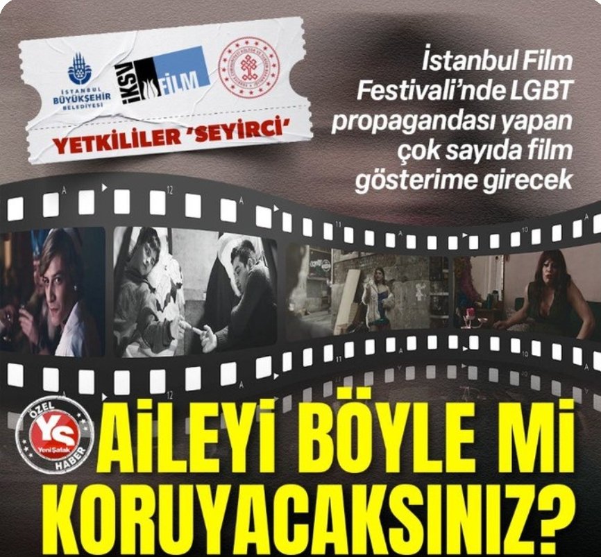 🔴Kültür ve Turizm Bakanlığı'nın katkıda bulunduğu, 
İBB'nin ise desteklediği İstanbul Film Festivali’nde LGBT propagandası yapan çok sayıda film gösterime girecek.

Nereye gidiyoruz?
Aile yapısını kim koruyacak?