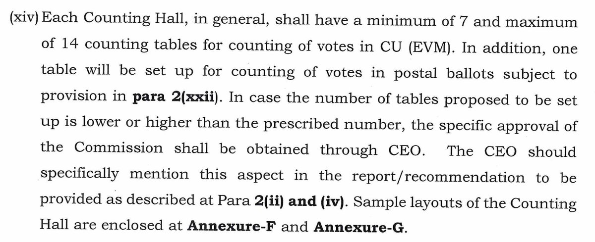 ECI @ECISVEEP said it will take 12 days to count all slips. As per ECI, 1. One hour per VVPAT (PS) 2. Up to 14 tables per AC. So 14 VVPATs per hr. 3. 250 PS per AC on average. It will take 250/14 that is ~18 hours to count all VVPATs. Make it 24 or 36. How is it 12 days!!