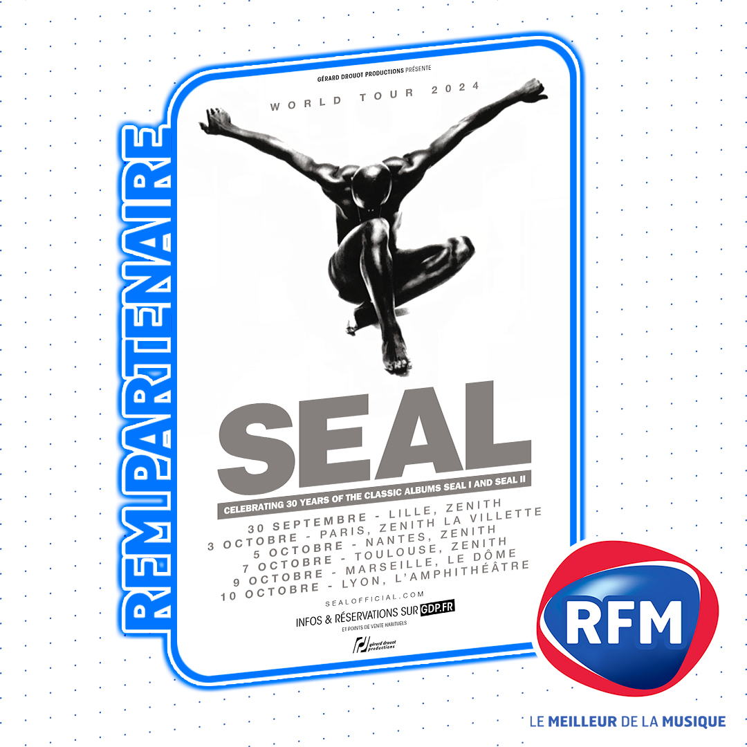 [#Événement] 💥 Après le succès de son concert à la @sallepleyel en septembre dernier, @Seal est de retour en France pour une tournée de 6 dates avec #RFM ! 🤩 📌 La BILLETERIE est ouverte, rendez-vous dans vos points de vente habituels ! 🎶 #MeilleurDeLaMusique