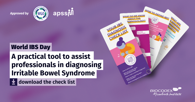 #WorldIBSDay 👨‍⚕️Up to 75% of people w/ #IBS may be undiagnosed ✅Help change this number with an IBS checklist—distributed to 10K HCPs Made by a team of experts: Dr Pedro Costa Moreira, Pr Jean-Marc Sabaté, Pr Jan Tack #MicrobiotaInMyPractice Access👇 biocodexmicrobiotainstitute.com/en/pro/your-ib…