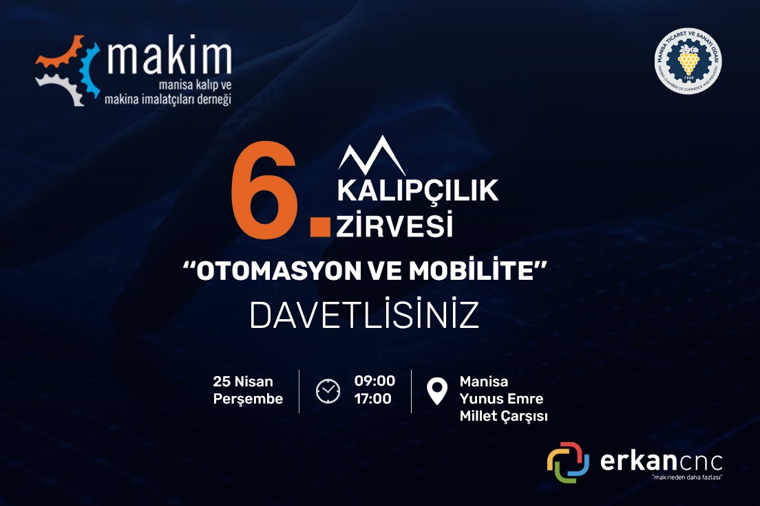 Erkancnctr's tweet photo. 25 Nisan'da Manisa Kalıpçılık Zirvesi'nde buluşuyoruz! Bu yılki odak noktamız "Otomasyon ve Mobilite". Yenilikçi çözümleri ve sektördeki güncel gelişmeleri keşfetmek için bizimle birlikte olun.
#erkancnc #kalıpçılıkzirvesi https://t.co/E2Ej78TbvR