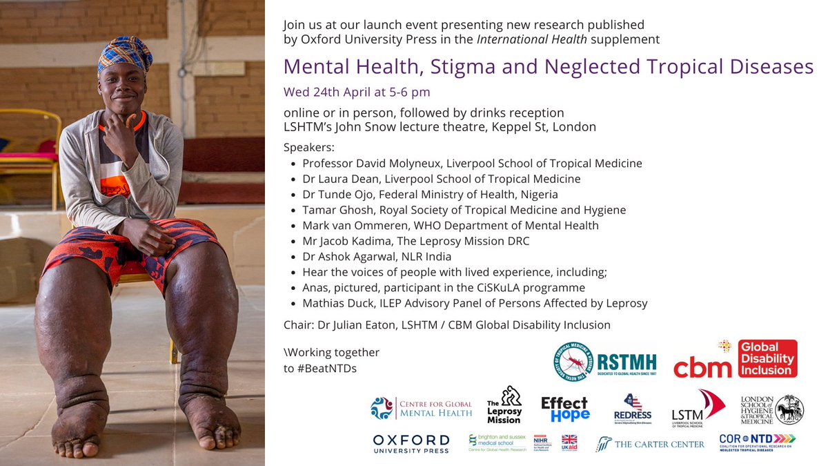 NNN (@ntd_ngos) on Twitter photo Your speakers 👥 for the launch of the supplement on mental health and stigma and NTDs in the International Health Journal of <a href="/RSTMH/">Royal Society of Tropical Medicine and Hygiene</a>.
Join us:
📅 Wed 24 April
🕒 5-6pm
📍London School of Hygiene and Tropical Medicine & online 💻
For More 👉bit.ly/4aXuqe3 Your speakers 👥 for the launch of the supplement on mental health and stigma and NTDs in the International Health Journal of <a href="/RSTMH/">Royal Society of Tropical Medicine and Hygiene</a>.
Join us:
📅 Wed 24 April
🕒 5-6pm
📍London School of Hygiene and Tropical Medicine & online 💻
For More 👉bit.ly/4aXuqe3