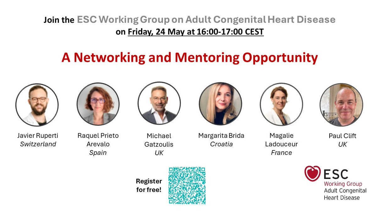 Explore the dynamic world of the ESC Working Group on #ACHD and connect with experts in our exclusive networking and mentoring event! #EuroACHD2024 #ESC