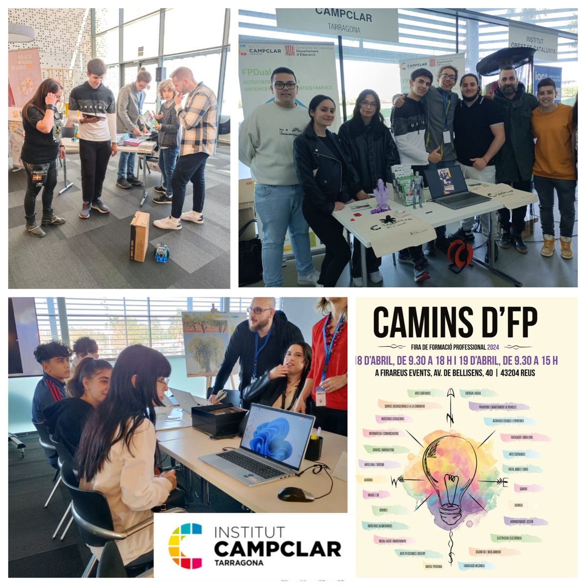 Som a la Fira #CaminsFP a Reus amb la nostra oferta de CFGM i PFI. Presentem la nostra empresa de moda sostenible Closet i participem al taller de robòtica.
<a href="/educaciocat/">Educació</a> <a href="/fpcatalunya/">FP Catalunya</a> <a href="/TGNEducacio/">TGN Educació</a>