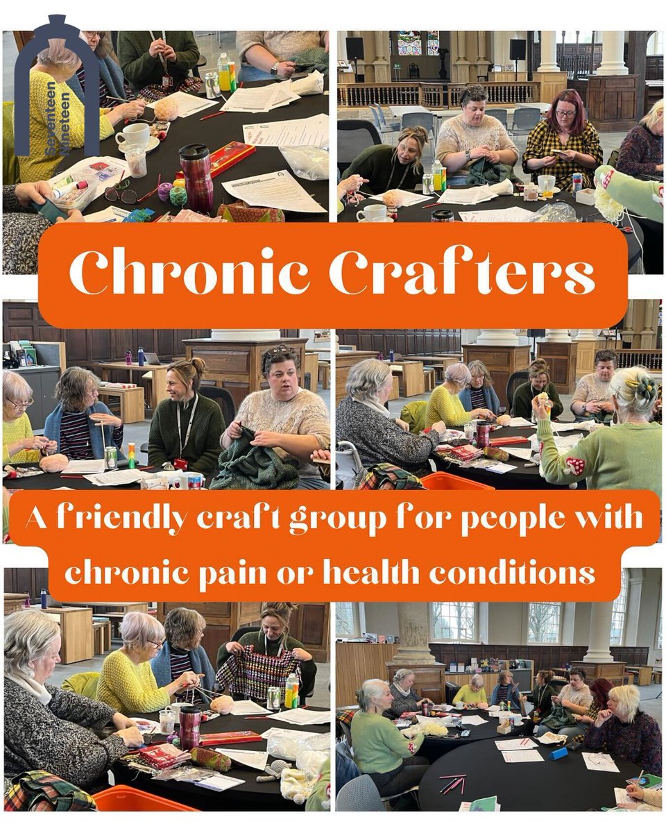 Today (Friday 19th April) between 10.30-12.30 we have the fabulous Chronic Crafters - a friendly craft group developed for people who suffer from chronic pain. All you need is: - A crafty project from home (anything from colouring to cross stitch) - £2 subs - pay on day