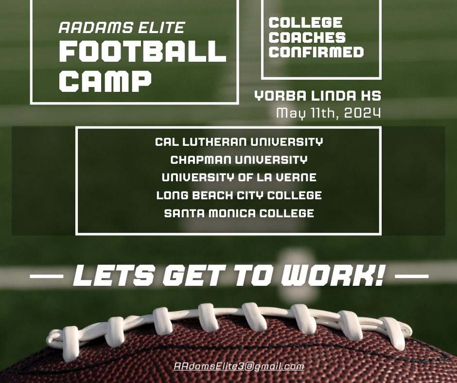 🏈Calling ALL #Footballers! 🏈 -L👀king @ #D3 or #JuniorCollege? -Need a jump on #Recruitment? -Want to stay in #California 4 football at the college level? #Register 4 Aadams Elite #FBCamp (Link n Bio) Sharpen #skills, #Network w/ #College #Coaches, & #Fun #Competition