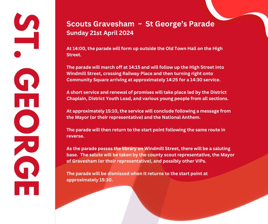 Reminder for Sunday's #stgeorges parade in #gravesend