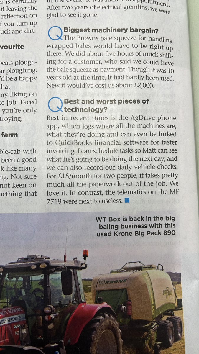 Ag_driveapp's tweet photo. "We love it" - W T Box Agricultural Services in this weeks @FarmersWeekly✅

Ag-drive seamlessly links with @QuickBooks , @Xero   and @sageofficial making the process of invoicing, easy for your agricultural contracting business!

Try Ag-drive for FREE 👉 https://t.co/w1LR405lzB https://t.co/jJoBMGjTn1