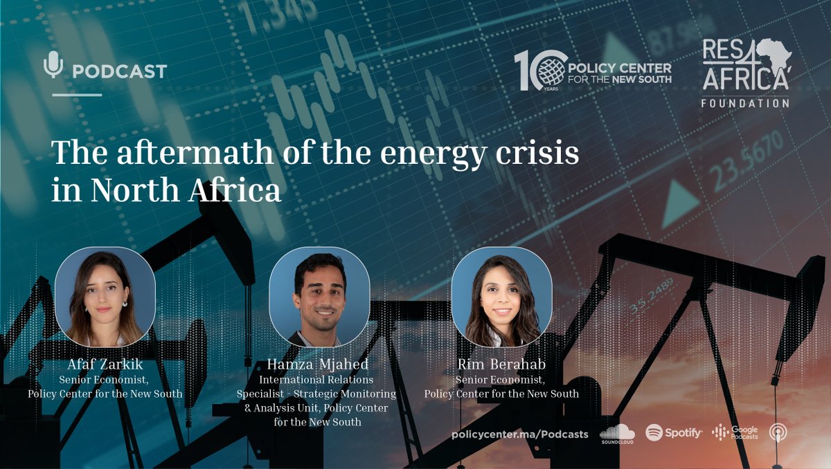 🎙️ In our latest #podcast, we discuss the repercussions of the global #energy #crisis and explore opportunities for North #Africa's transition to #clean energy, with @RimBerahab & Hamza Mjahed & @FafaZarkik. @RES4Africa 🔗policycenter.ma/podcasts/after…