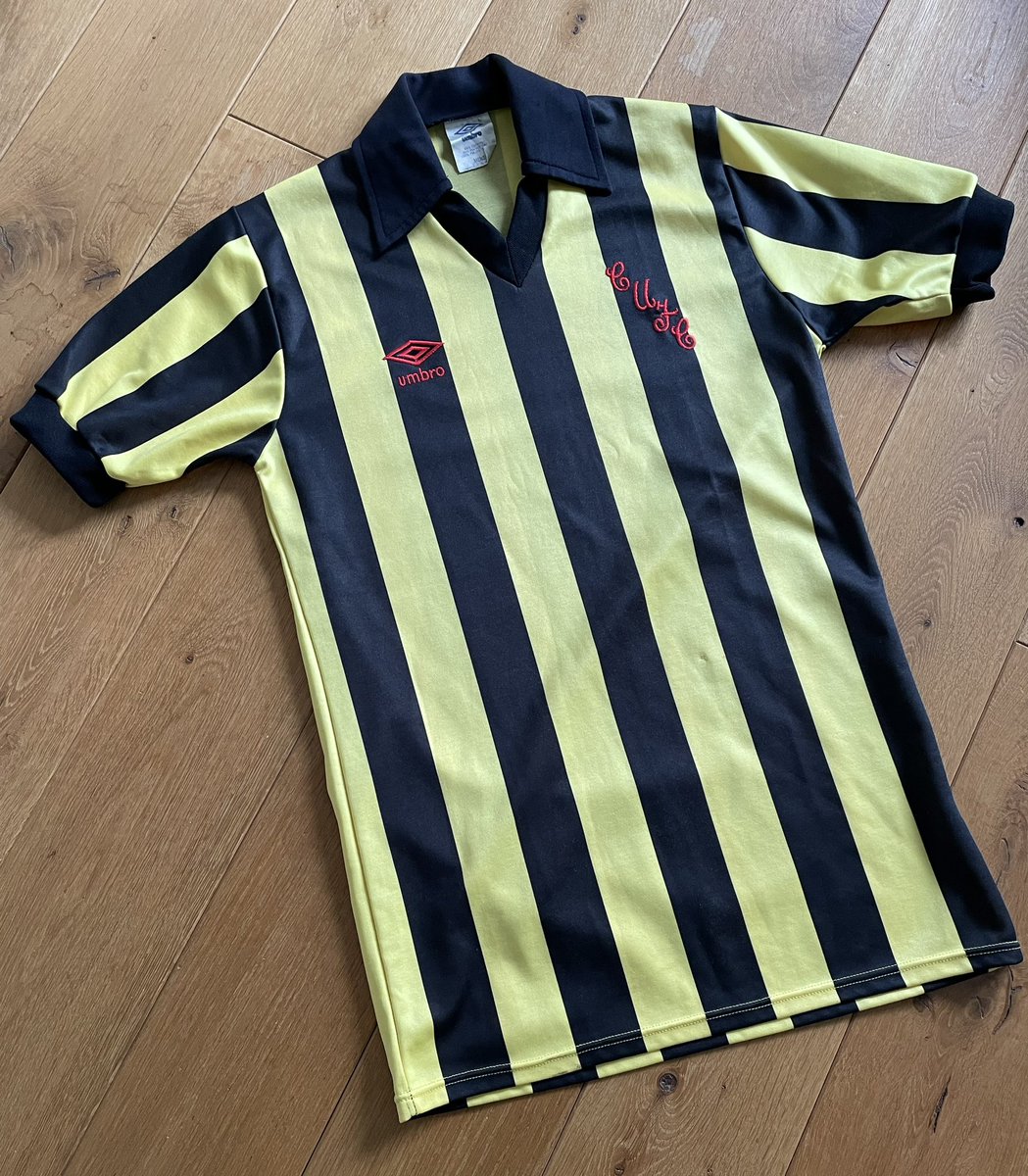 Cambridge United Home shirt Nov 85-86. Despite starting the season with Mileta, various supply issues resulted in a hasty mid-season switch to Umbro. #cambridgeunited #cufc #umbro #camutd #80s