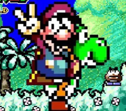 found this cute smw romhack called a whole new world and I fuckin love this mario sprite