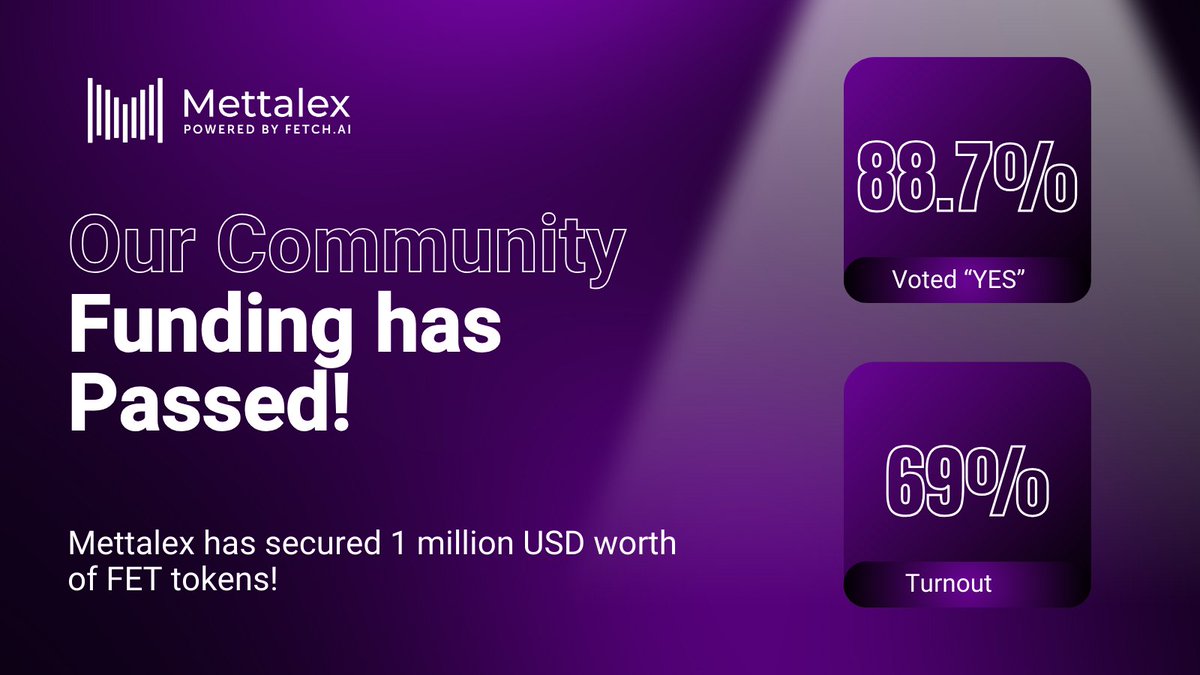 🚀Milestone Alert!🚀 Community has spoken loudly & clearly, propelling #Mettalex forward with the successful passing of our Community Proposal! 🔗Dive into the details on how we plan to use the funds to enhance our platform & grow our community: medium.com/mettalex/metta…